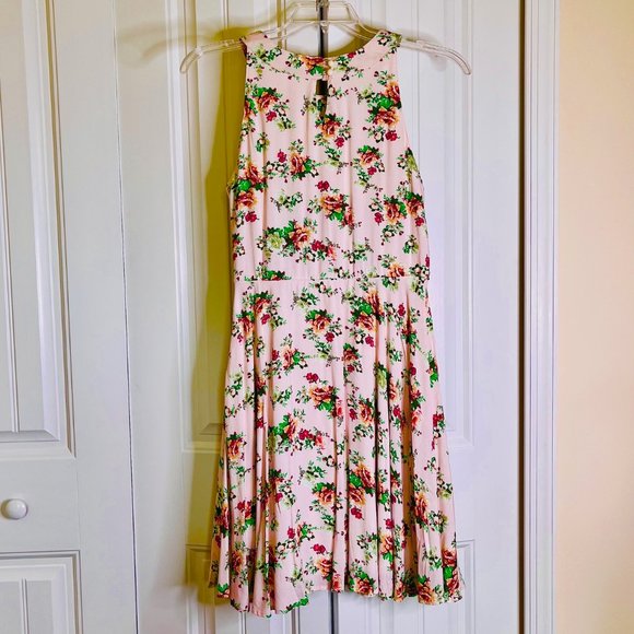 Modcloth Yellow star Vintage Style Floral Dress in Pink (L) New Without Tags - Picture 4 of 8